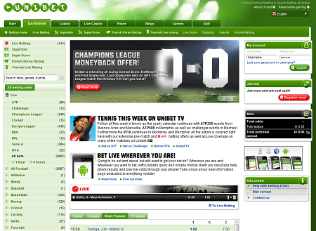 Unibet Screenshot Unibet Sportsbook Screenshot