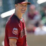 Mar 4, 2016; Salt River Pima-Maricopa, AZ, USA; Arizona Diamondbacks starting pitcher Zack Greinke (21) throws in the first inning during a spring training game against the Oakland Athletics at Salt River Fields at Talking Stick. Mandatory Credit: Rick Scuteri-USA TODAY Sports