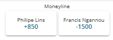 Screenshot of the odds for the Ngannou vs Lins MMA fight from BetOnline.
